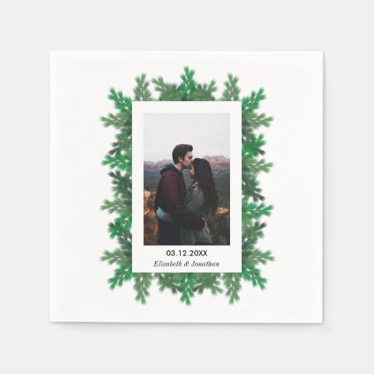 Serviette En Papier Branches de l'arbre d'hiver Mariage photo (Devant)