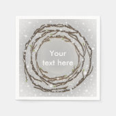 Serviette En Papier Branches de mariage rustique d'hiver et neige de c (Devant)