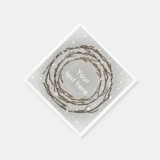 Serviette En Papier Branches de mariage rustique d'hiver et neige de c (Coin)