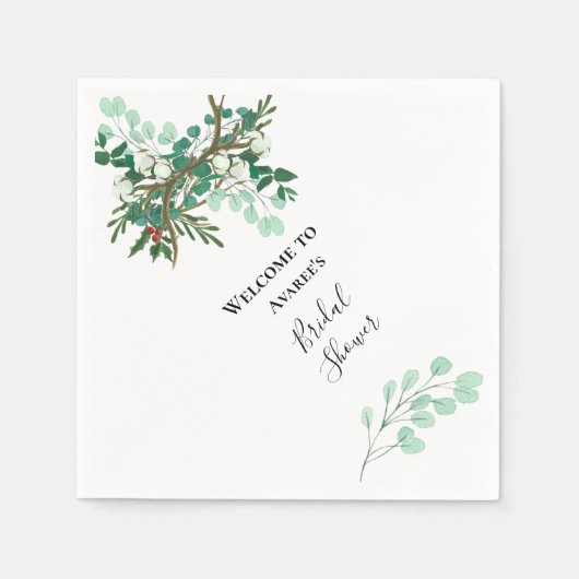 Serviette En Papier Branches de Noël Douche rouge et verte (Devant)