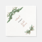 Serviette En Papier Branches de Noël en rouge et vert (Devant)