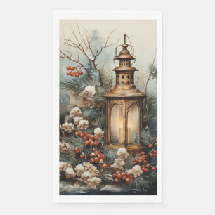 Serviette En Papier Branches de pin de Noël Berriy rouge