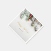 Serviette En Papier Branches de pin enneigées Noël (Coin)