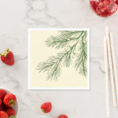Serviette En Papier Branches de pin vert sur Crème (En situation)