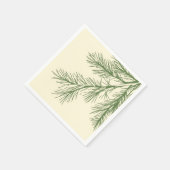 Serviette En Papier Branches de pin vert sur Crème (Coin)