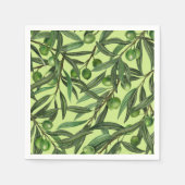 Serviette En Papier Branches d'olive sur le vert miel (Devant)