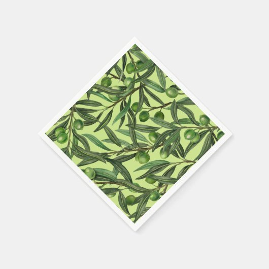 Serviette En Papier Branches d'olive sur le vert miel (Coin)