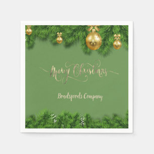 Serviette En Papier Branches élégantes d'arbre de Noël, boules