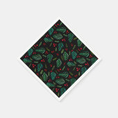 Serviette En Papier Branches et baies d'arbres de Noël - noir (Coin)