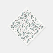 Serviette En Papier Branches et baies d'arbres de Noël - turquoise (Coin)