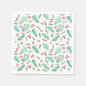 Serviette En Papier Branches et baies des arbres de Noël - rouge et ve (Devant)