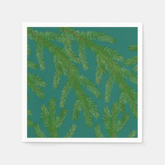 Serviette En Papier Branches Festive Green Fir Tree (Devant)