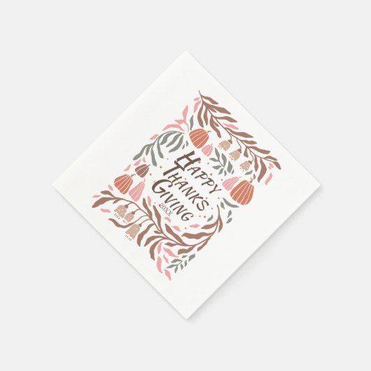 Serviette En Papier Branches, feuilles et citrouilles tombent Thanksgi (Coin)
