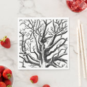 Serviette En Papier Branches rustiques Abstraites en noir et blanc (En situation)