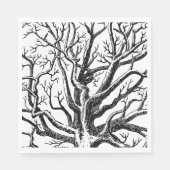 Serviette En Papier Branches rustiques Abstraites en noir et blanc (Devant)