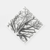 Serviette En Papier Branches rustiques Abstraites en noir et blanc (Coin)