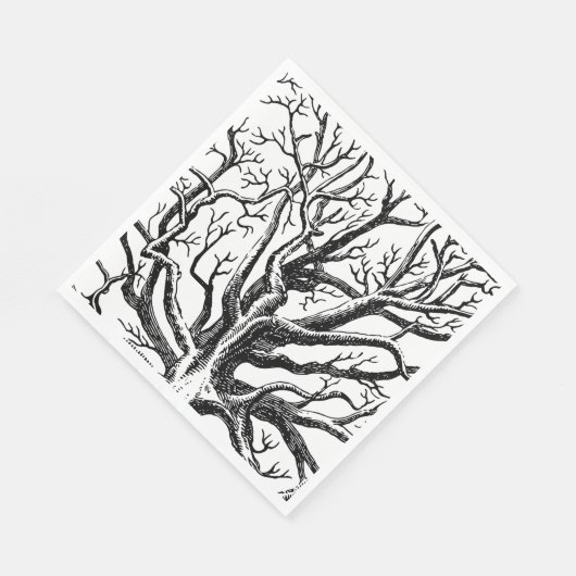 Serviette En Papier Branches rustiques Abstraites en noir et blanc (Coin)