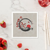 Serviette En Papier Branches Zen Enso Circle et Sakura (En situation)