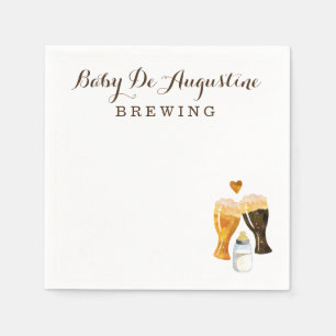 Serviette En Papier Brasserie personnalisée Baby shower Rustic Beer To