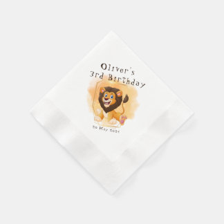 Serviette En Papier Brave Lion Anniversaire Papier de fête Napkin