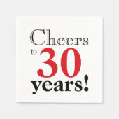 Serviette En Papier Bravo à 30 ans rétro cerise rouge cool graphique (Devant)