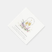 Serviette En Papier Bravo à l'amour Vins d'or Verres Mariage Floral (Coin)