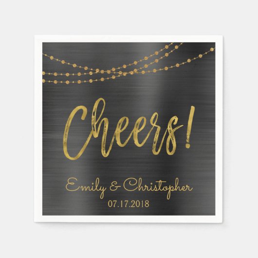Serviette En Papier Bravo Black et Gold Foil (Devant)