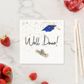 Serviette En Papier Bravo Confetti Gold Graduation Avec Casquette Bleu (En situation)