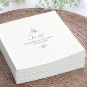 Serviette En Papier Bravo Elegant noir & blanc Mariage Botanique