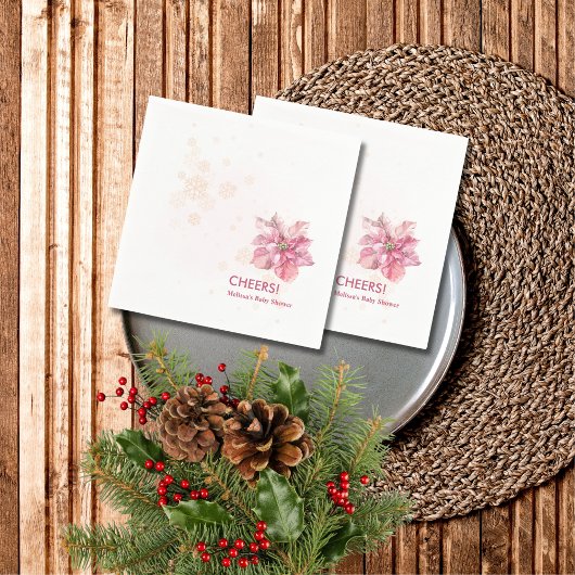 Serviette En Papier Bravo hiver rose flocon poinsettia