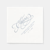 Serviette En Papier Bravo M. & Mme Mariage Calligraphie Dusty Blue (Devant)