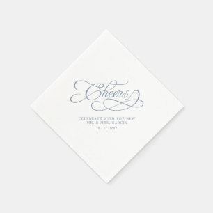 Serviette En Papier Bravo M. & Mme Mariage Calligraphie Dusty Blue