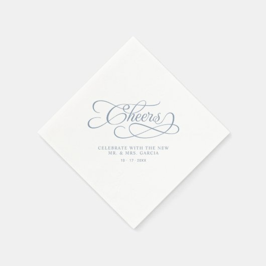 Serviette En Papier Bravo M. & Mme Mariage Calligraphie Dusty Blue (Coin)