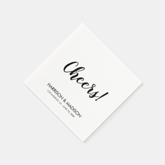 Serviette En Papier Bravo noir stylish script moderne chic mariage (Coin)