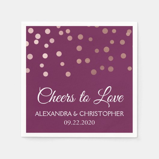 Serviette En Papier Bravo pour aimer la Bourgogne Confetti Mariage (Devant)