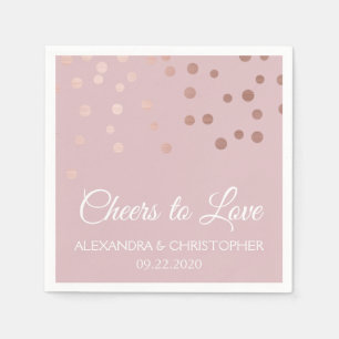 Serviette En Papier Bravo pour aimer Rose Gold Confetti Mariage