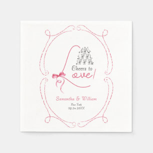 Serviette En Papier Bravo pour l'amour Pink Bow Champagne Tower