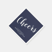 Serviette En Papier "Bravo" Script moderne Mariage bleu marine (Coin)