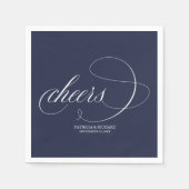 Serviette En Papier Bravo - Simple Elegant Mariage bleu marine (Devant)
