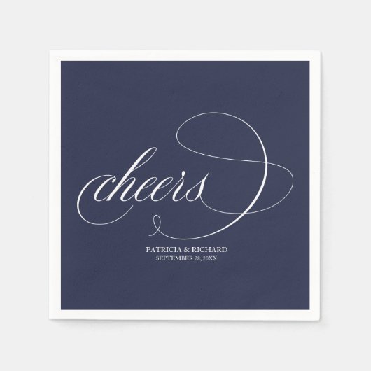 Serviette En Papier Bravo - Simple Elegant Mariage bleu marine (Devant)