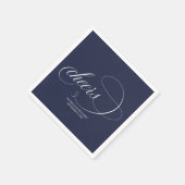 Serviette En Papier Bravo - Simple Elegant Mariage bleu marine (Coin)