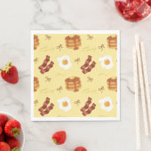 Serviette En Papier Breakfast Brunch Theme Bacon Eggs Pancakes Pattern (En situation)