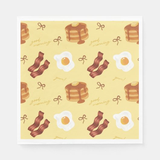 Serviette En Papier Breakfast Brunch Theme Bacon Eggs Pancakes Pattern (Devant)