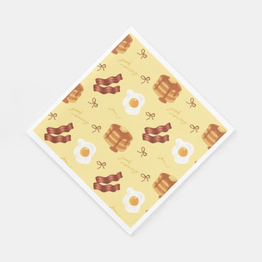 Serviette En Papier Breakfast Brunch Theme Bacon Eggs Pancakes Pattern (Coin)