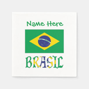 Serviette En Papier Brésil Drapeau Brésil Nom Personnalisé