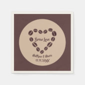 Serviette En Papier Brew Love Coffee Bean Heart (Devant)