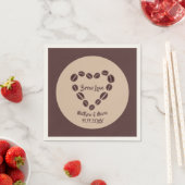 Serviette En Papier Brew Love Coffee Bean Heart (En situation)