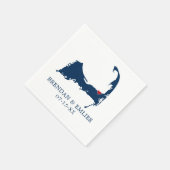 Serviette En Papier Brewster Cape Cod Map Blue and Movable Red Heart (Coin)