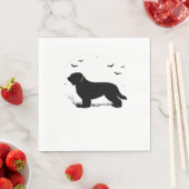 Serviette En Papier Briard Chien - Halloween Lune Silhouette surdimens (En situation)