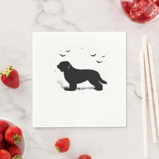 Serviette En Papier Briard Chien - Halloween Lune Silhouette surdimens (En situation)